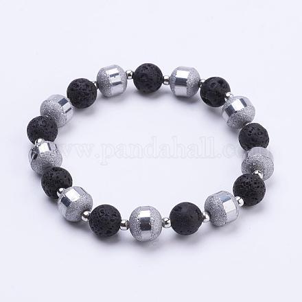 Natural Lava Rock Beads Stretch Bracelets BJEW-JB03261-04-1
