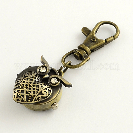 Accessoires de porte-clés rétro montre hibou en alliage pour porte-clés WACH-R009-107AB-1