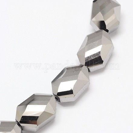Faceted Hexagon Electroplate Glass Beads Strands EGLA-F089-D01-1