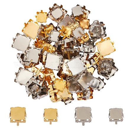 UNICRAFTALE about 240pcs 2 Colors 7mm/11mm Stainless Steel Rhinestone Claw Settings Golden & Stainless Steel Color Square Empty Claw Set for Rhinestone Pendant Blanks Resin Jewelry Making STAS-UN0011-43-1