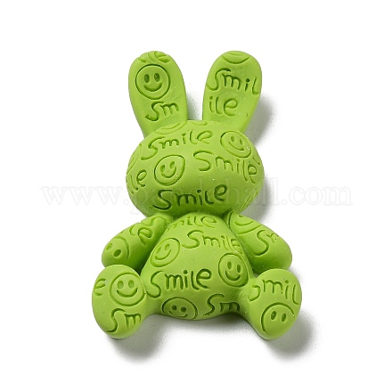 オペーク樹脂カボション  ウサギの形  黄緑  48x29x9mm CRES-D023-01E-1