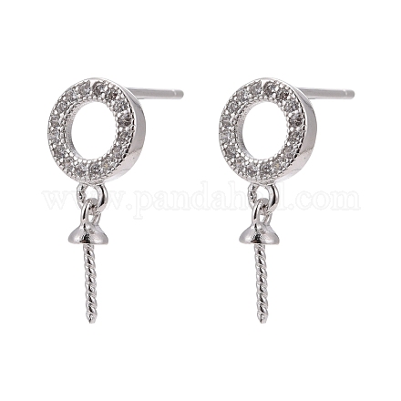 Accessoires de clous d'oreilles en 925 argent sterling avec zircone cubique STER-I016-090P-1