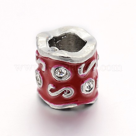 Platinum Plated Alloy Pave Crystal Rhinestone Enamel Large Hole European Column Carved Letter S Beads MPDL-E022-02D-1