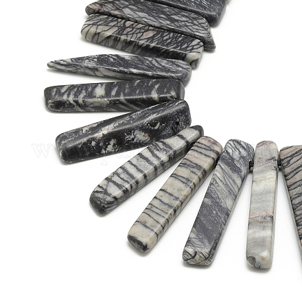Natural Black Silk Stone/Netstone Beads Strands G-R419-11-1