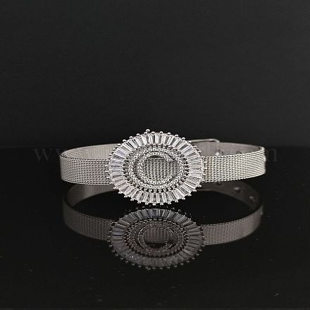 Латунные браслеты с микропаве из прозрачных кубических цирконий для женщин FS-WGA7409-15-1