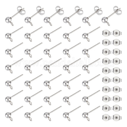 UNICRAFTALE 100pcs(50 Pairs) Stainless Steel Stud Earrings STAS-UN0001-75P-1