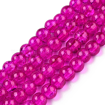 Spray Painted Crackle Glass Beads Strands CCG-Q001-8mm-08-1
