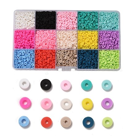 150g 15 couleurs perles en pâte polymère faites à la main CLAY-JP0001-12-4mm-1