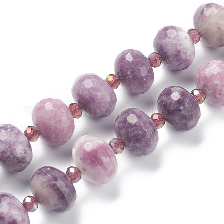 Lepidolita natural / hebras de perlas de piedra de mica púrpura G-B016-02-1