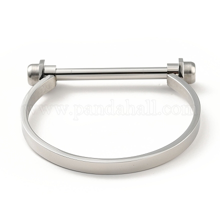 304 braccialetto a vite con barra a forma di D in acciaio inossidabile BJEW-G636-05B-P-1