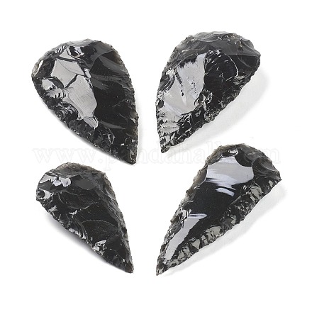 Perles d'obsidienne noire naturelle martelées brutes et brutes G-H254-03-1