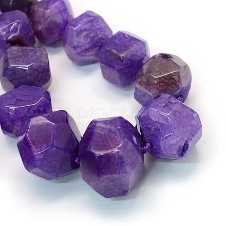 Faceted Nuggets Natural Dyed Agate Graduated Beads Strands G-L456-14G-1