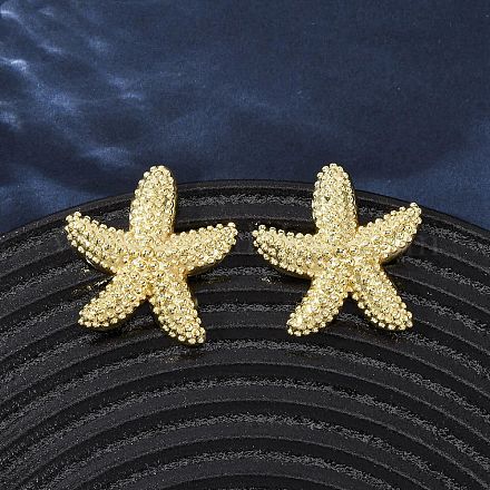 Серьги-гвоздики из латуни в форме морской звезды EJEW-H165-02A-G-1