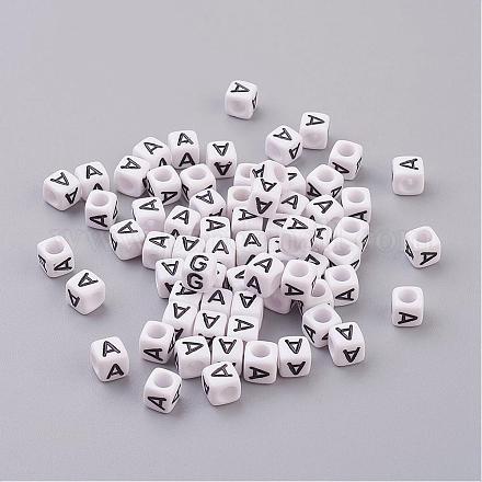 Perles acryliques lettre un cube X-PL37C9308-A-1