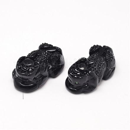 Natural Obsidian Cameo Pendants G-K124-20C-1