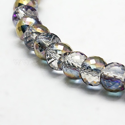 Half Plated Crystal Glass Rondelle Beads Strands EGLA-F024-C02-1