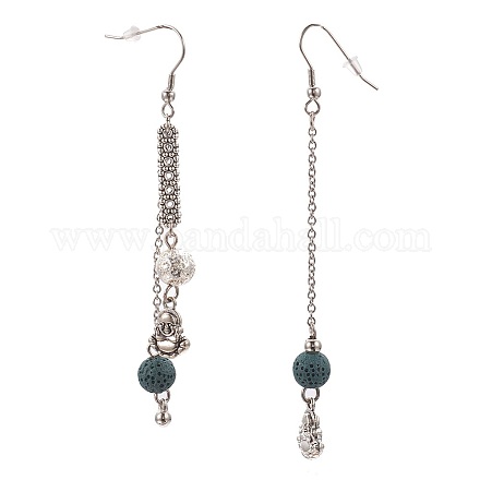 (vente de bijoux fêtes d'usine) boucles d'oreilles pendantes en pierre de lave synthétique EJEW-F184-07AS-1