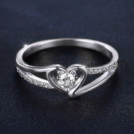 Кольца для пальцев в форме сердца из латуни с микропаве из прозрачных кубических цирконий FS-WG243FC-09-1