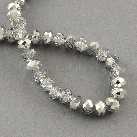 Half Plated Faceted Rondelle Glass Bead Strands X-EGLA-S095-4mm-03-1