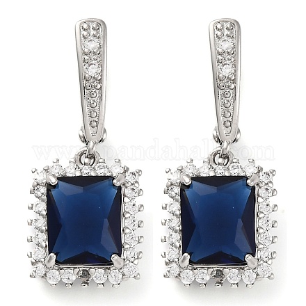 Прямоугольные серьги-кольца с паве из кубического циркония из латуни для женщин EJEW-I304-29P-08-1