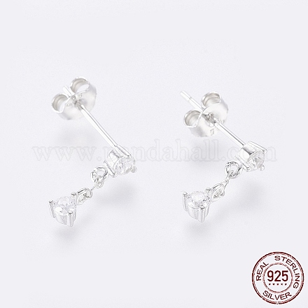 Boucles d'oreilles pendantes en argent sterling plaqué rhodium 925 EJEW-AA00271-13P-1
