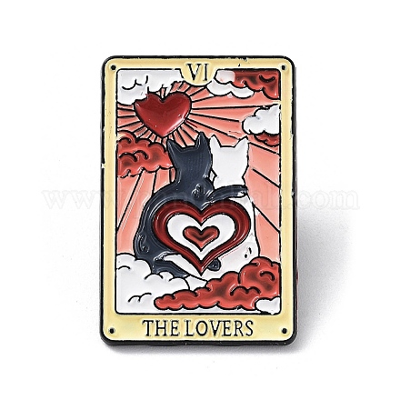 Valentine'S Day Cartoon Creative Cute Black-And-White Cat The Lovers Tarot Card Enamel Pins JEWB-Q039-01A-1