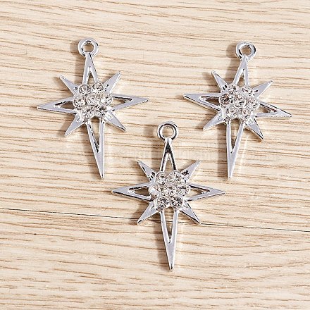 10 шт. подвески из цинкового сплава со стразами ALRI-WH0001-07P-1