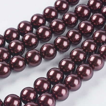 Chapelets de perles en verre nacré HY14mm99-1