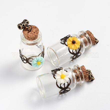 Cute Design Glass Wishing Bottle Pendants PALLOY-JF00052-1