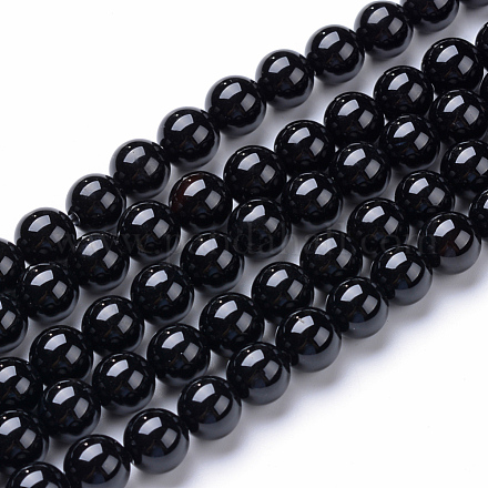 Brins de perles rondes en onyx noir naturel X-G-T055-10mm-10-1