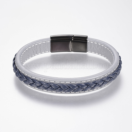 Braided Leather Cord Bracelets BJEW-H561-10D-1