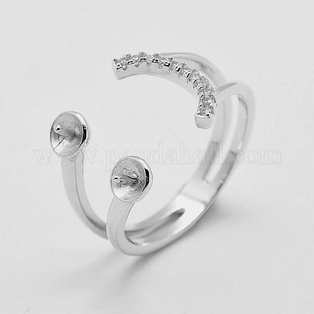 Adjustable 925 Sterling Silver Cuff Rings STER-K038-052P-1
