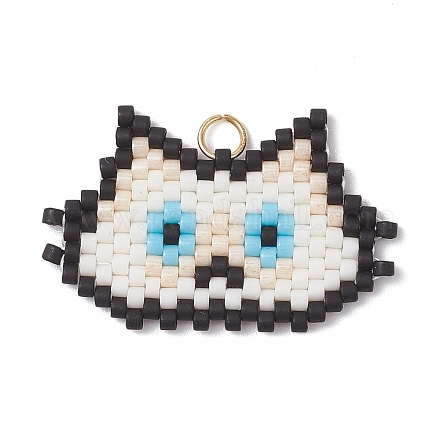 Подвески ручной работы из стеклянных бусин в форме головы кошки PALLOY-MZ00933-05-1