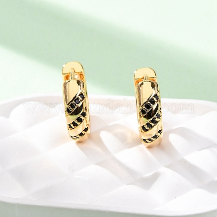 Кольцо латунные серьги-кольца с микропаве из кубического циркония EJEW-F384-05G-1