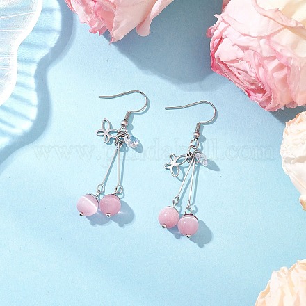 Кошачий глаз свисает с серьгами EJEW-JE06493-02-1