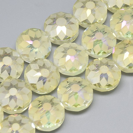 Electroplate Glass Beads Strands X-EGLA-Q084-14mm-12-1