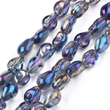 Electroplate Transparent Glass Beads Strands EGLA-N006-028-A01-1