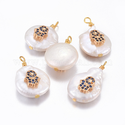 Colgantes naturales de perlas cultivadas de agua dulce PEAR-L027-60C-1