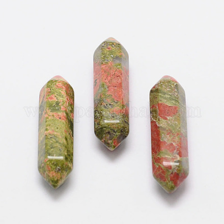 Faceted Natural Unakite Beads G-K014-35mm-01-1