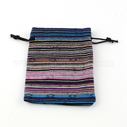 Этнический стиль упаковки ткани мешочки шнурок сумки X-ABAG-R006-10x14-01D-1