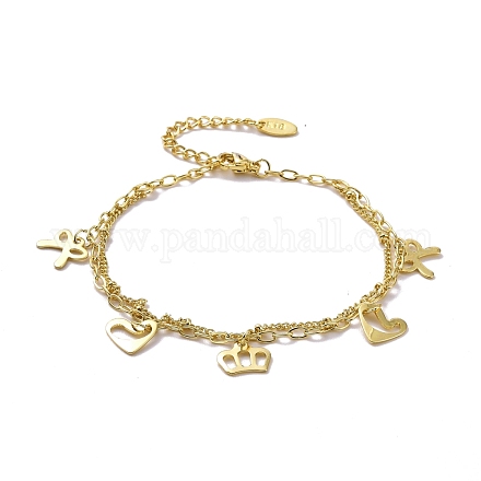 304 bracelets multi-rangs doubles chaînes en acier inoxydable BJEW-C019-07G-1