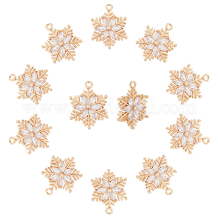 SUPERFINDINGS 10pcs Brass Micro Pave Snowflake Pendants Gold Plated Cubic Zirconia Charm Clear Winter Christmas Pendant for Necklace Bracelet Earrings Jewelry Making Hole: 1.6mm ZIRC-FH0001-39-1