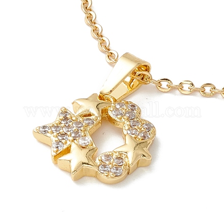Clear Cubic Zirconia Star Pendant Necklace NJEW-O125-30G-1