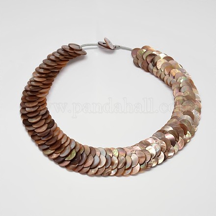 Collane di perline di conchiglia naturale femminile NJEW-L096-12C-1