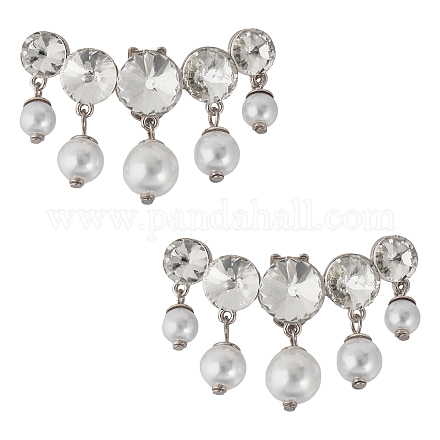 2 pz decorazioni per scarpe in finta perla e strass in plastica FIND-FG0002-55P-1