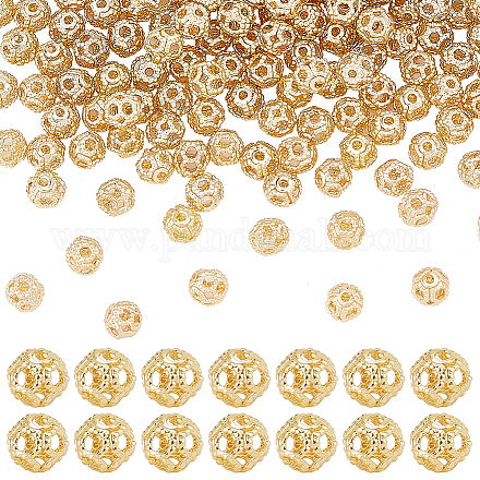 PH PandaHall 200pcs 4mm Hollow Spacer Beads 18K Gold Plated Spacer Beads Metal Brass Beads Small Jewelry Beads Loose Ball Beads for Bracelets Necklaces Earring Jewelry Making Craft KK-PH0005-83-1