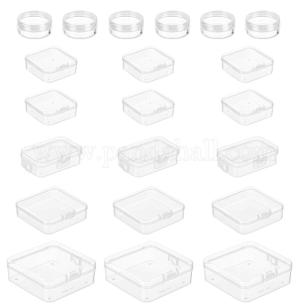 Nbeads 21 個 5 サイズ透明プラスチック容器  混合サイズのプラスチックビーズ容器小さな収納ボックスボードゲーム収納容器ビーズゲームピース小物用ヒンジ付き蓋付き CON-NB0002-12-1