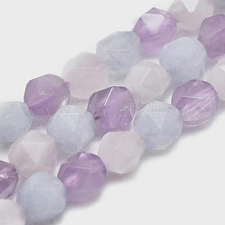 Chapelets de perles aigue-marine naturelles et quartz rose et améthyste G-K303-B07-10mm-1