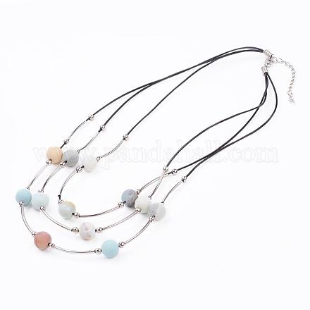 Cowhide Leather Cord Tiered Necklaces NJEW-JN01979-05-1