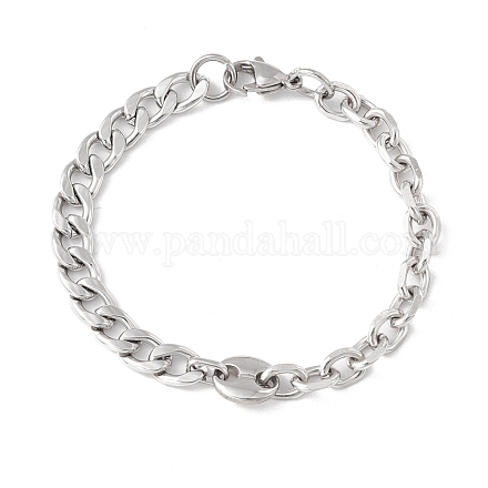 304 pulsera de cadenas de cable y bordillo de acero inoxidable para hombres y mujeres STAS-E001-04P-1